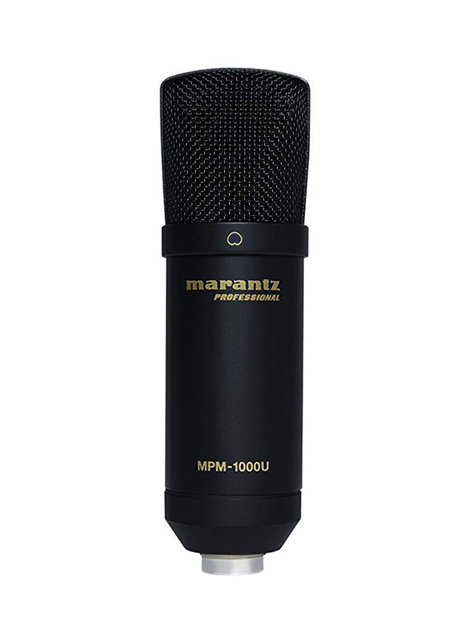 Marantz - Marantz Professional MPM1000U - USB Condenser Studio Microphone with Built In Audio Interface, Cable, Perfect for Podcast Production MPM1000U Black - Image 1