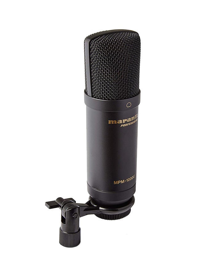 Marantz - Marantz Professional MPM1000U - USB Condenser Studio Microphone with Built In Audio Interface, Cable, Perfect for Podcast Production MPM1000U Black - Image 1
