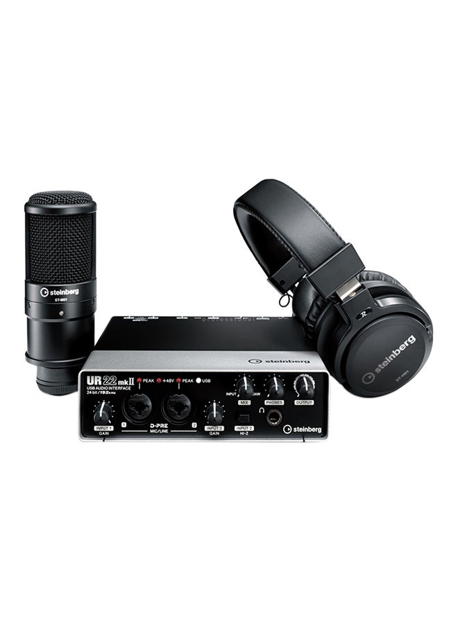 steinberg - MKII Loopback Function Amplifier With Recording Pack UR22 MKII RP Black - Image 1
