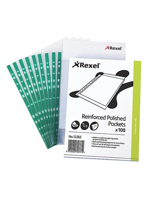 100-Piece A4 CKP Pocket Reinforced Sheet Green/Clear