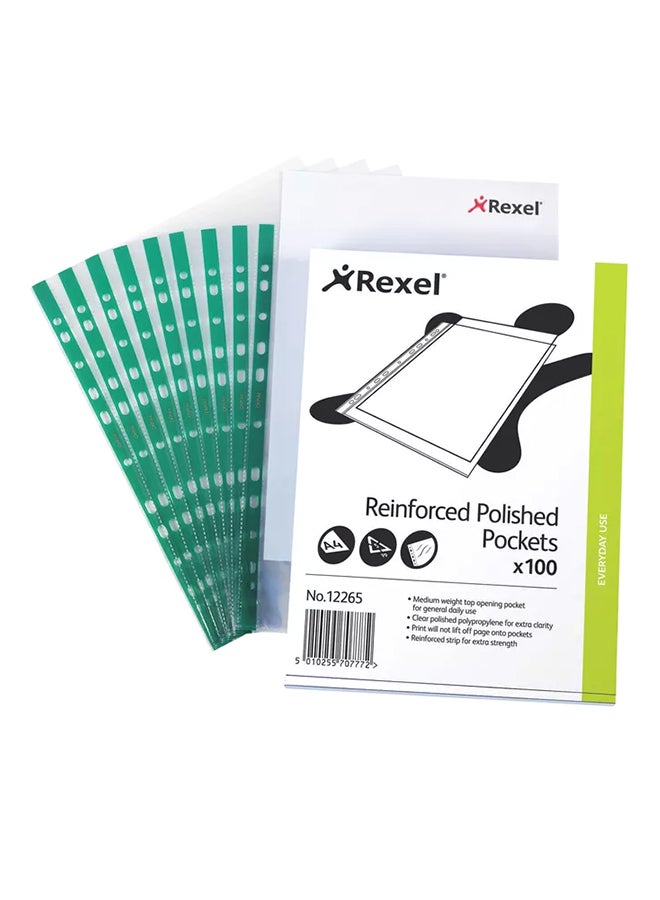 Rexel 100-Piece Reinforced Polished File Folder White