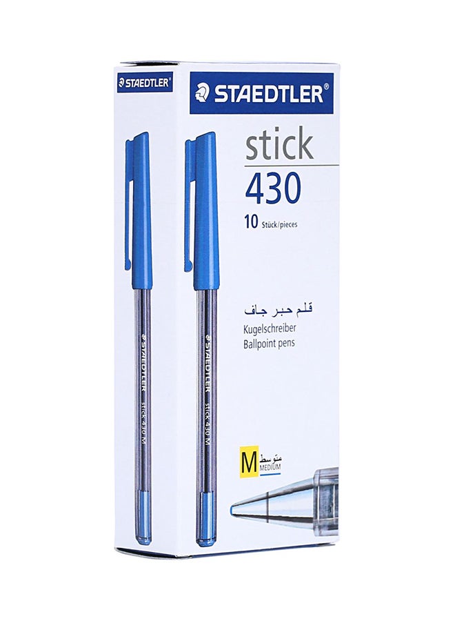 ستدلر - قلم حبر كروي الرأس مكون من 10 قطع أزرق/شفاف - Image 1