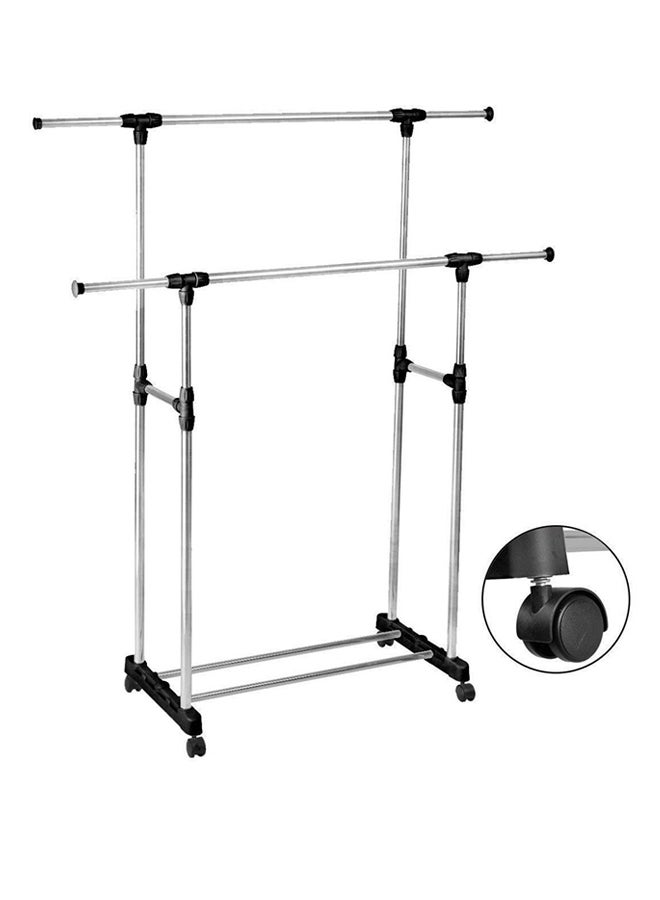 Metal Adjustable Cloth Rack Hanger Silver/Black  - Image 2