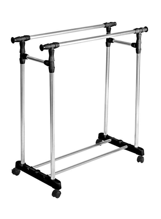 Metal Adjustable Cloth Rack Hanger Silver/Black  - Image 1