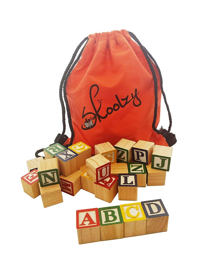 Generic Wooden Alphabet Block Set With Pouch Multicolour  - Image 3