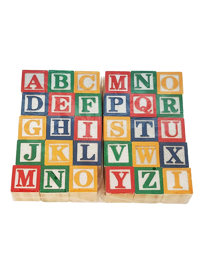 Generic Wooden Alphabet Block Set With Pouch Multicolour  - Image 1