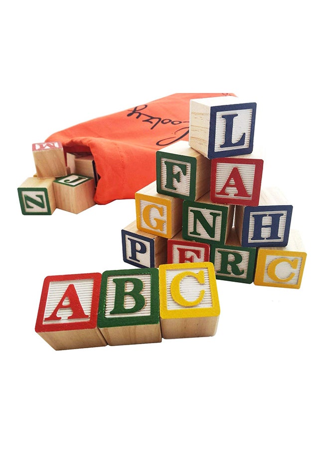 Generic Wooden Alphabet Block Set With Pouch Multicolour  - Image 2