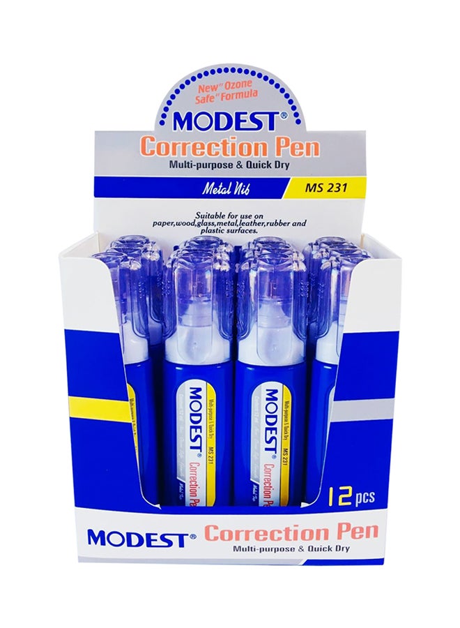 موديست قلم تصحيح 12 قطعة أزرق/ أبيض