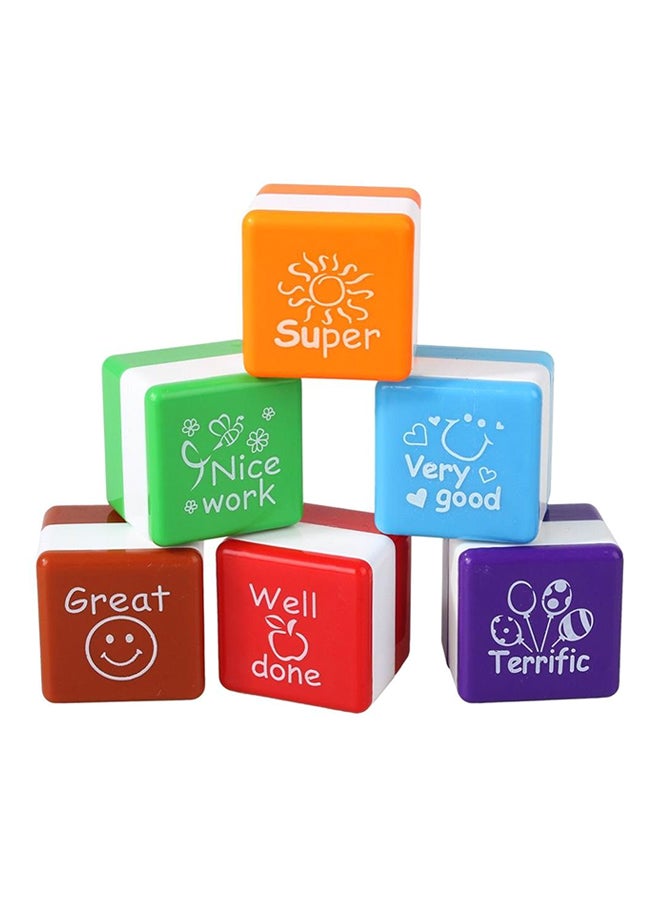 طقم ختم ذاتي التحبير مكون من 6 قطع متعدد الألوان - Image 1