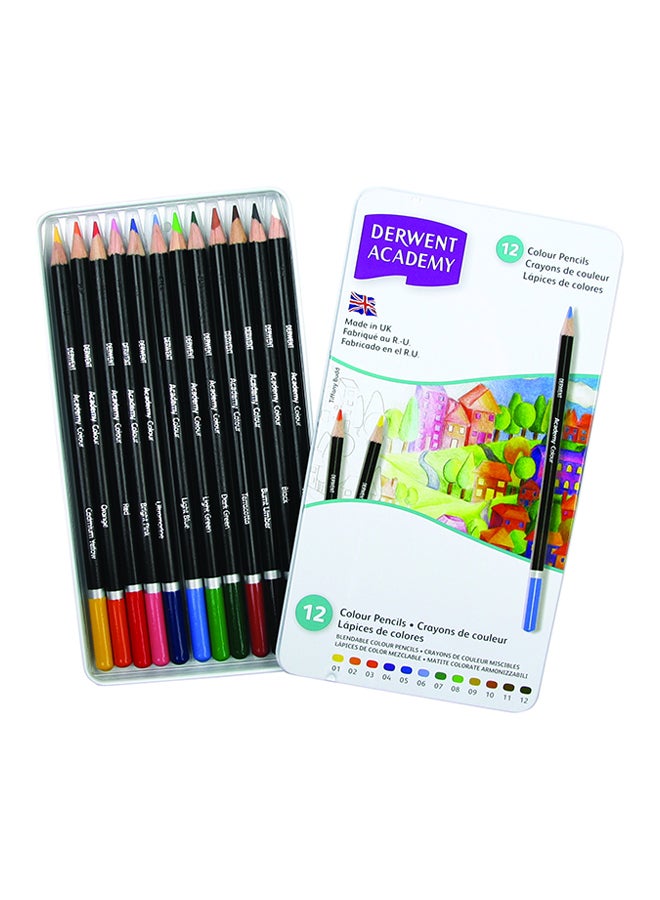 12-Piece Academy Colour Pencil Set Multicolour - v1543240974/N19658558A_1