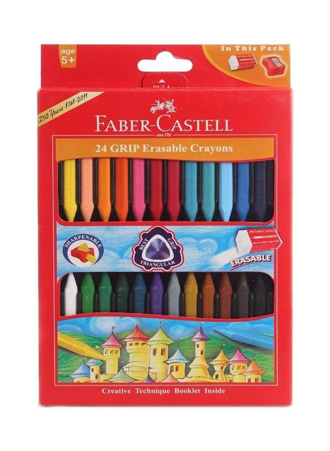 FABER-CASTELL - 24-Piece Grip Erasable Crayons Multicolour - Image 1