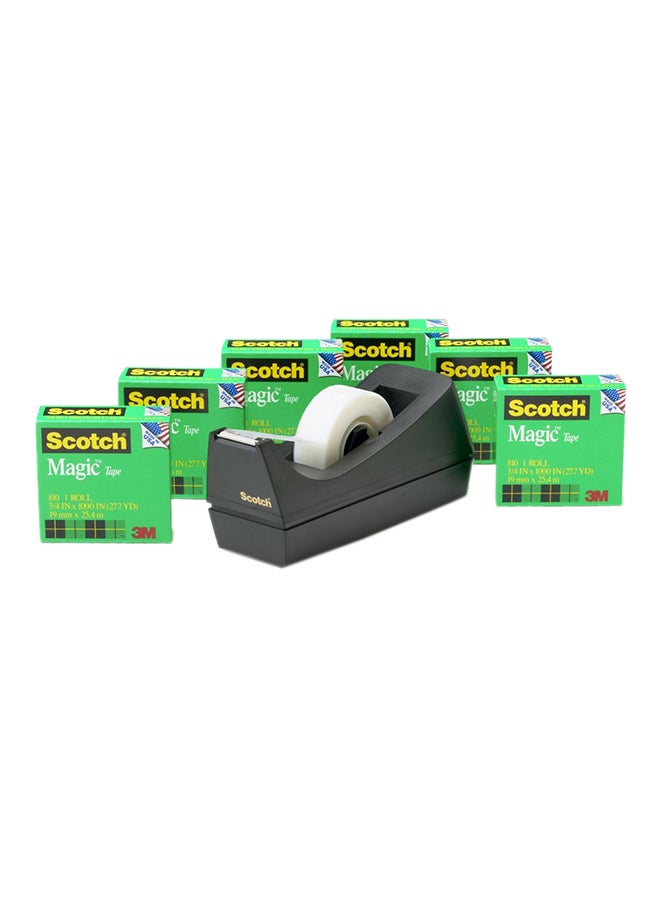 Scotch  6-Piece Magic Tape With Dispenser Black