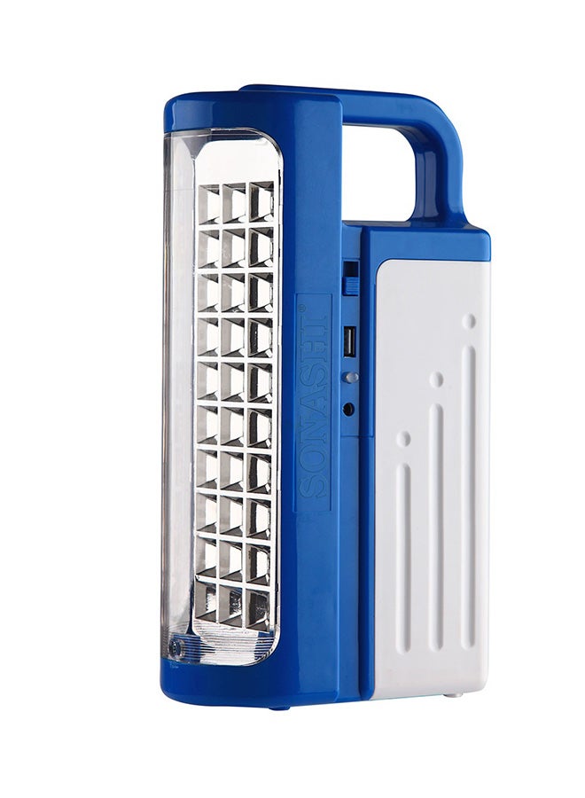SONASHI Rechargeable Emergency Lantern  Bright LED Light with 2 Modes  Extended Battery Life with 40 Hours Working Time  Solar Charge and Power Bank Function  For Hiking and Camping SEL-702 White/Blue  - Image 1