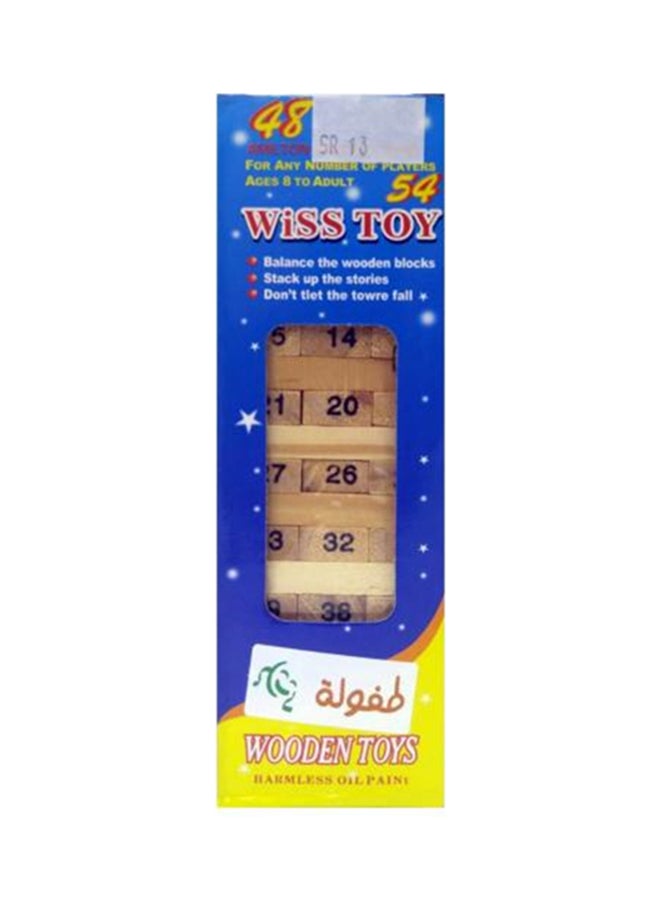 Wiss Toy - 54-Piece Classic Non-Toxic Portable Wooden Building Blocks Set For Kids - Image 1