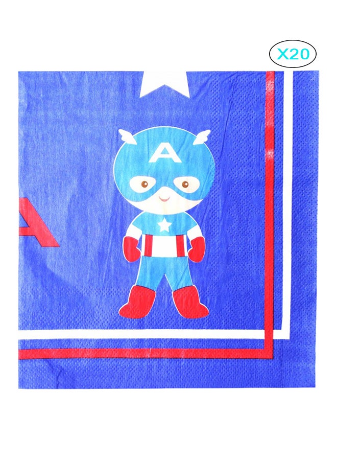 Tamona 20-Piece Captain America Printed Paper Party Napkin Set