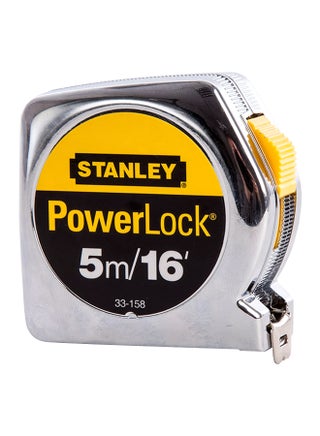 Retractable Power Lock Measuring Tape Silver/Yellow 5meter - v1543307394/N19705265A_1