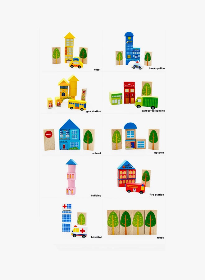 62-Piece Wooden City Building Block Set 62  - Image 3