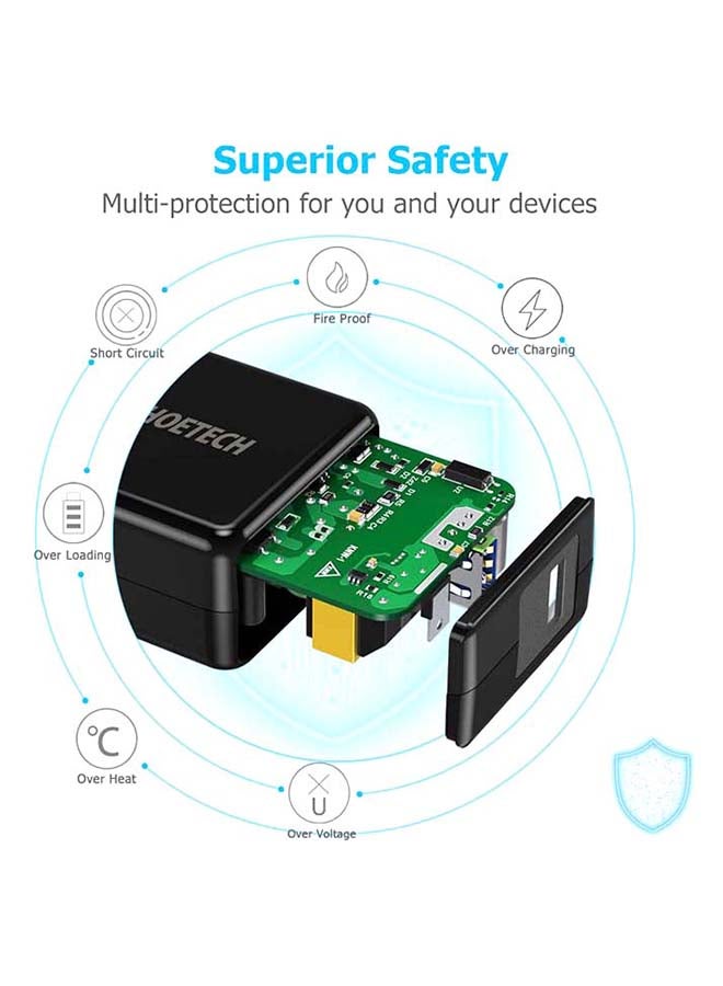 3.0 Quick Adapter With USB Type-C Cable Black