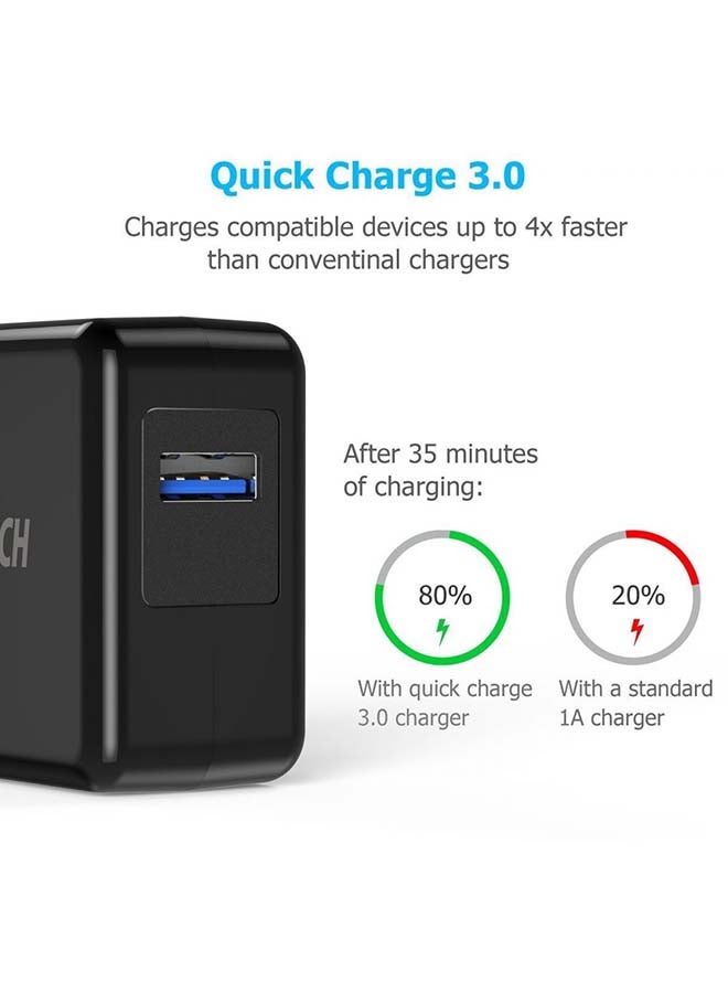 3.0 Quick Adapter With USB Type-C Cable Black