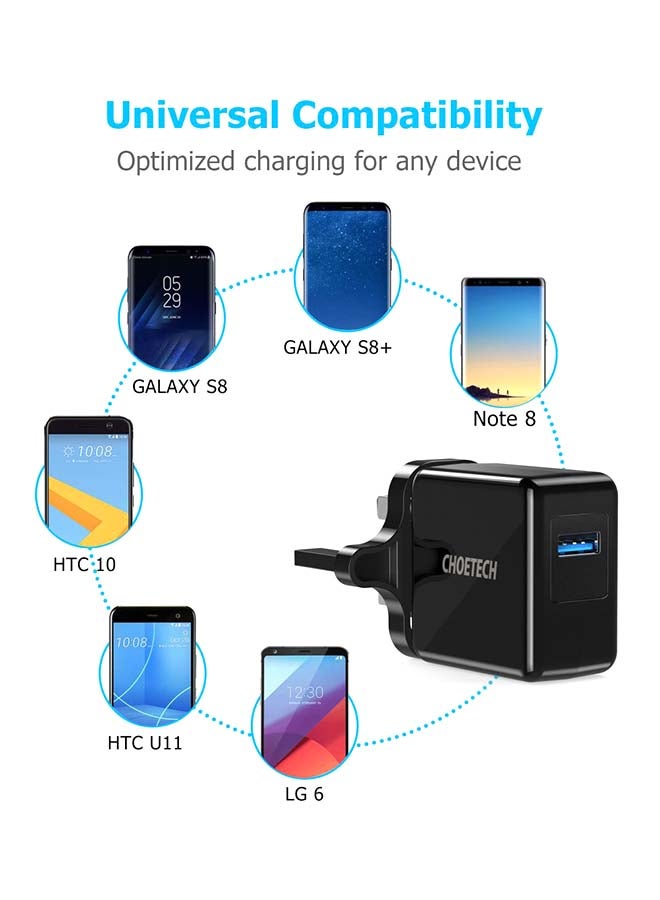 3.0 Quick Adapter With USB Type-C Cable Black