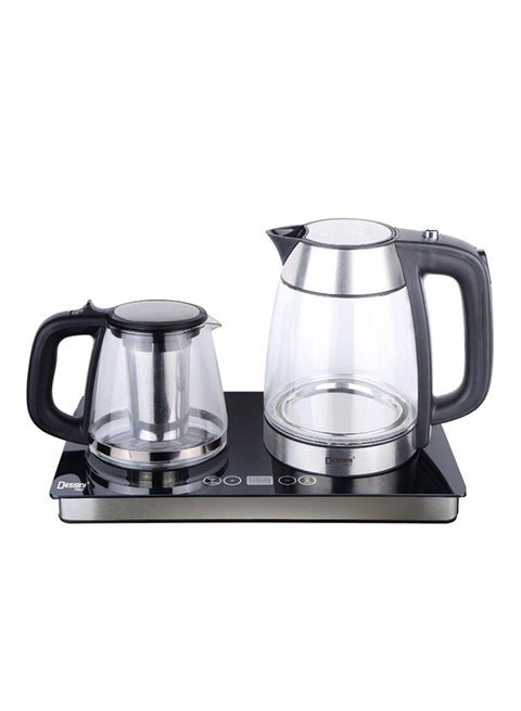 2-Piece Tea Maker With Kettle Set 8008-B Black/Silver