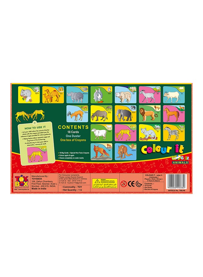 Colour It Wipe It - Animals Multicolour