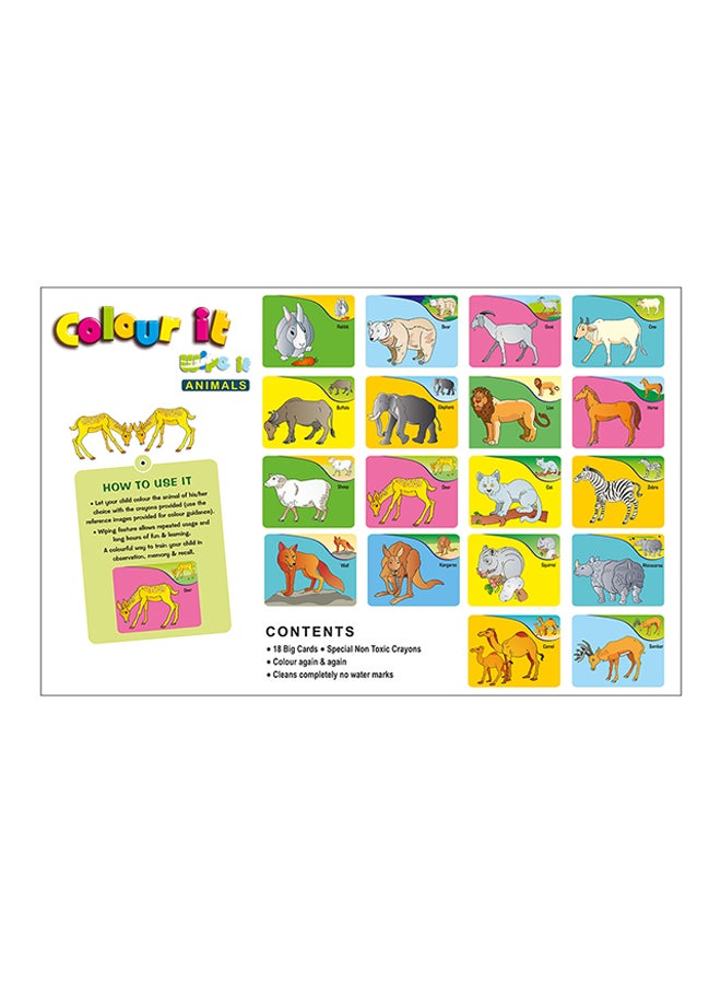 Colour It Wipe It - Animals Multicolour