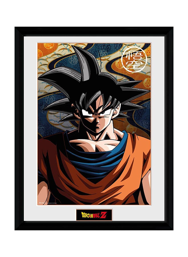 Dragon Ball Z Goku Poster With Frame Black/White/Brown 30x40cm