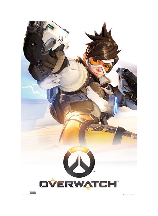 ملصق فني طويل للعبة Overwatch Key أسود/ أصفر/ أزرق