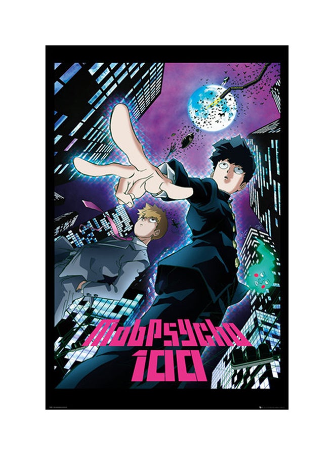 ملصق طويل يمثل المدينة من سلسلة القصص المصورة "Mob Psycho 100" أزرق/ أرجواني / أسود 61x91.5Ø³Ù†ØªÙŠÙ…ØªØ±