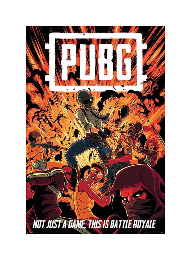جي بي آي ملصق طويل للعبة PUBG Boom أحمر/برتقالي/أسود 61x91.5سم 