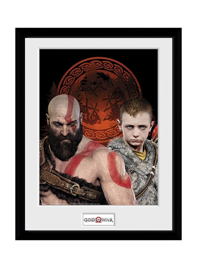 God Of War Poster With Frame Orange/Beige/Grey 30x40cm