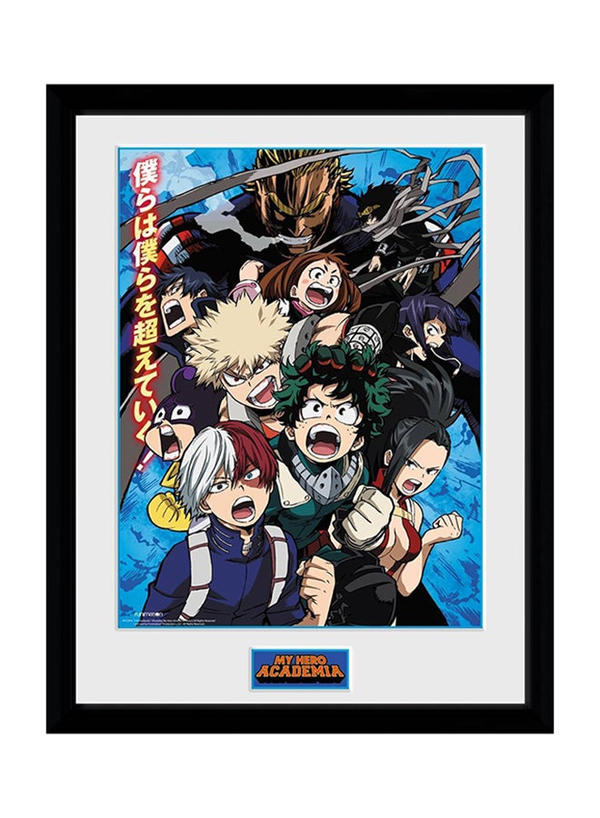 ملصق مزود بإطار لسلسة قصص المانجا My Hero Academia أزرق / أخضر / أحمر 30x40سم