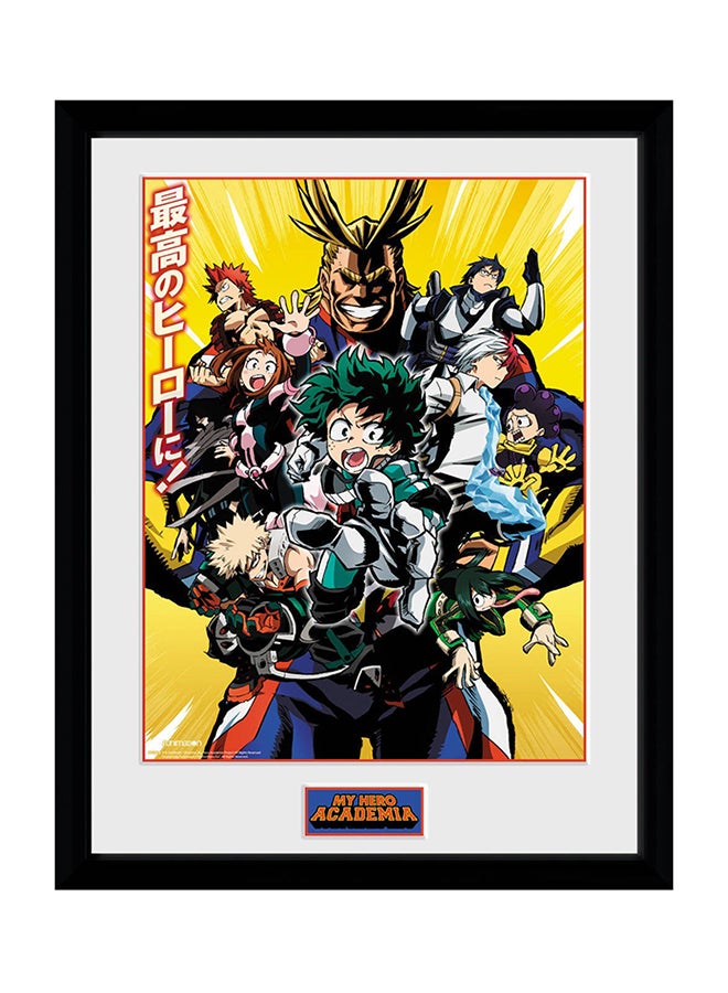 ملصق مزود بإطار لسلسة قصص المانجا My Hero Academia أصفر/ أخضر/ أزرق 30x40سم