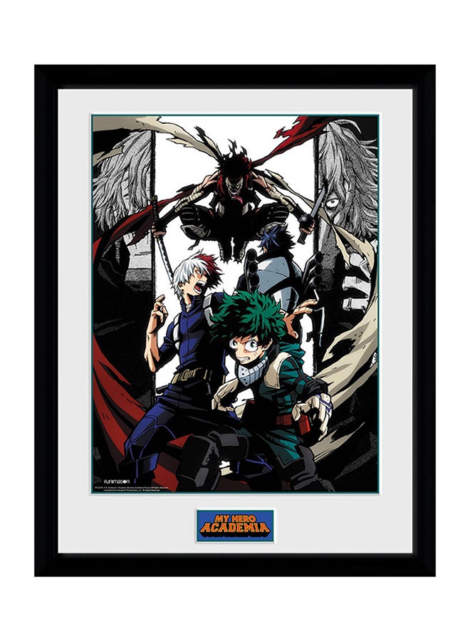 My Hero Academia Poster With Frame White/Black/Red 30x40cm