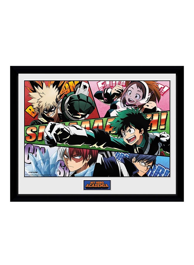 ملصق مزود بإطار لسلسة قصص المانجا My Hero Academia أخضر/وردي/أحمر 30x40سم
