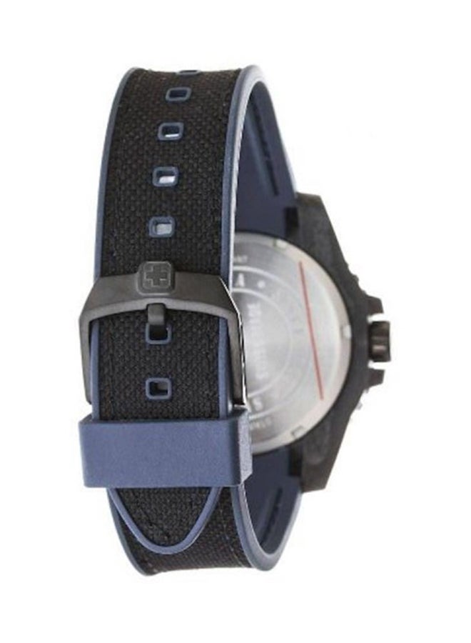 SWISS MILITARY HANOWA Men's Black Carbon Analog Wrist Watch 6-4309.17.003 - 44 mm - Blue/Black  - Image 2