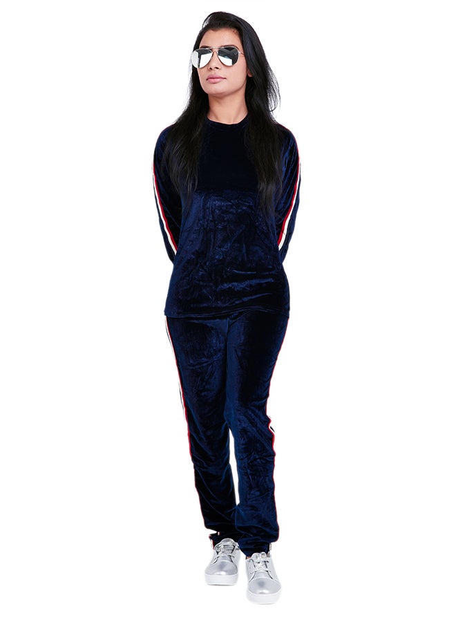 Velvet Pyjama Set Blue/Red/White  - Image 1