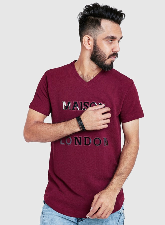 تي شيرت بأكمام قصيرة خمري - Image 3