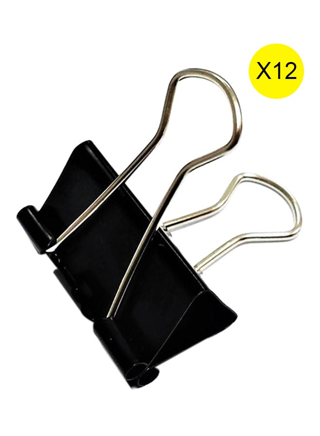 TechPro 12-Piece Binder Clip Set Black/Silver 