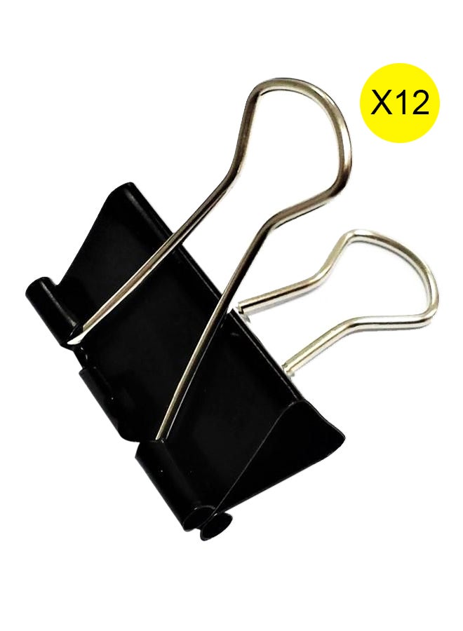 TechPro 12-Piece Binder Clip Set Black/Silver 
