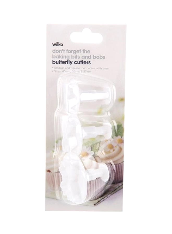 wilko 3-Piece Plunger Butterfly Shape Baking Cutter White