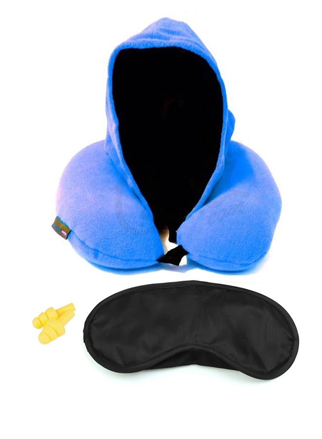 Soft Travel Neck Pillow With Eye Cover And Ear Plugs Blue  - Image 1