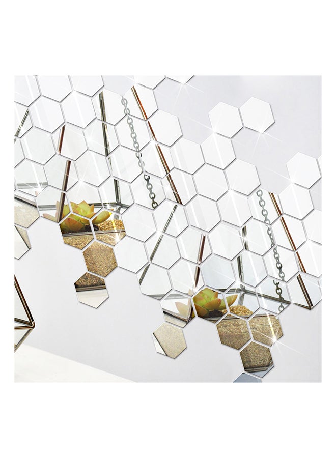 TOOARTS 12-Piece 3D Acrylic Self Adhesive Waterproof Decorative Wall Mirror Sticker Set Clear 8centimeter - Image 5