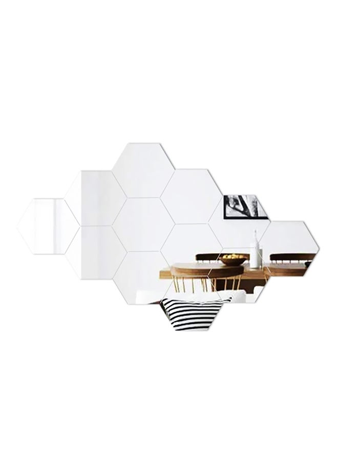 TOOARTS 12-Piece 3D Acrylic Self Adhesive Waterproof Decorative Wall Mirror Sticker Set Clear 8centimeter - Image 3