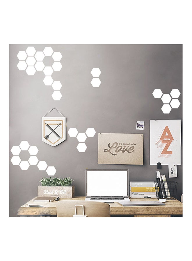 TOOARTS 12-Piece 3D Acrylic Self Adhesive Waterproof Decorative Wall Mirror Sticker Set Clear 8centimeter - Image 4