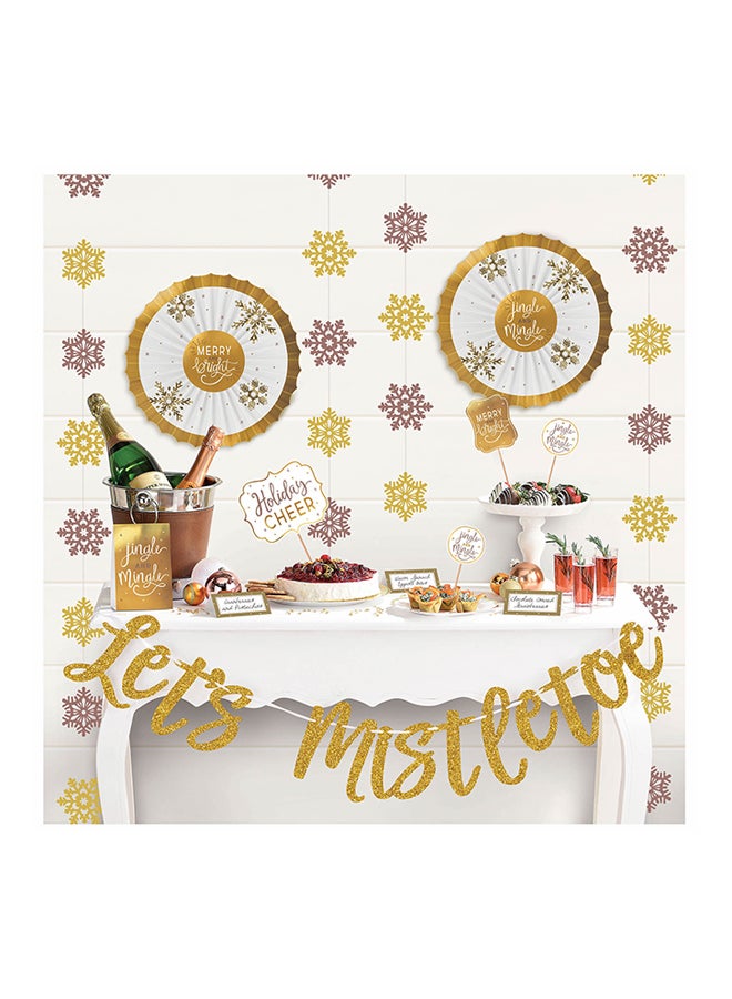 أمسكان طقم تزيين فاخر للبوفيه يحمل عبارة "Lets Mistletoe" مكون من قطعتين