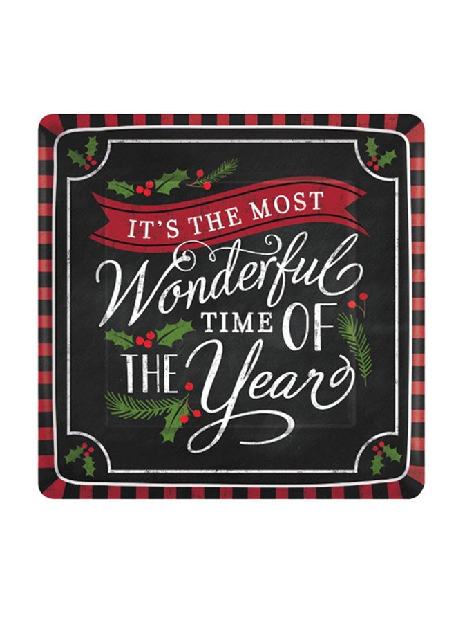 أمسكان طقم أطباق مطبوع عليها عبارة "Most Wonderful Time" مكون من 18 قطعة 10بوصة