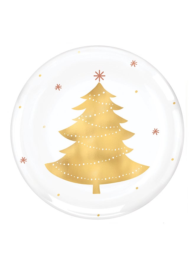 أمسكان طقم أطباق بلاستيكية مطبوعة حرارياً بصورة شجرة الكريسماس مكوّن من 4 قطع 7.5بوصة