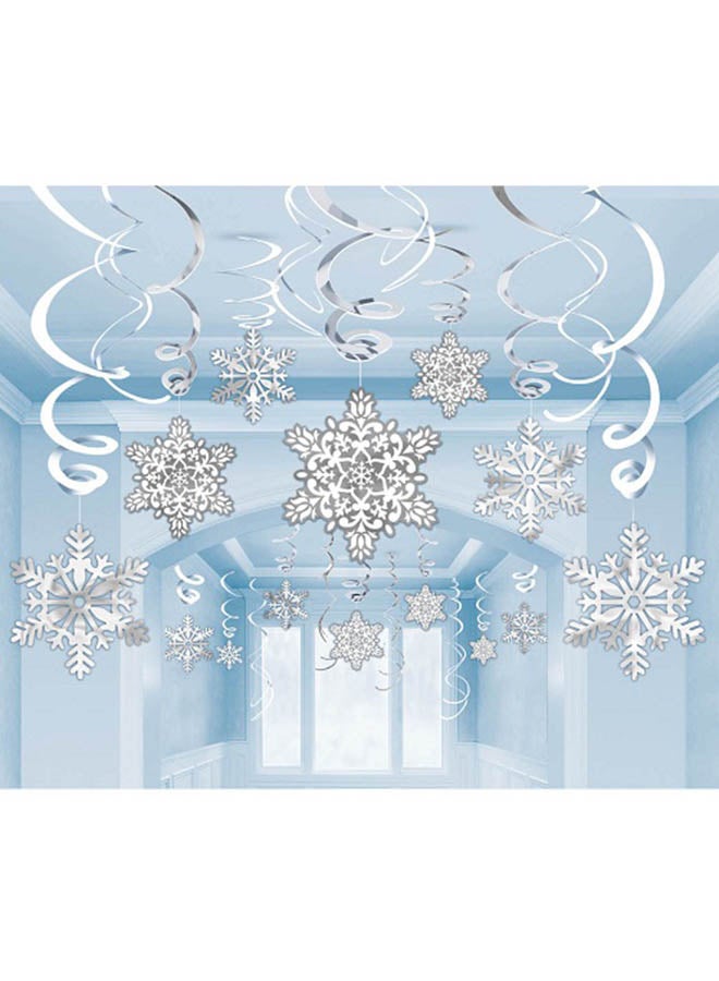 أمسكان طقم ديكور بتصميم ملفوف لندفات الثلج من 30 قطعة